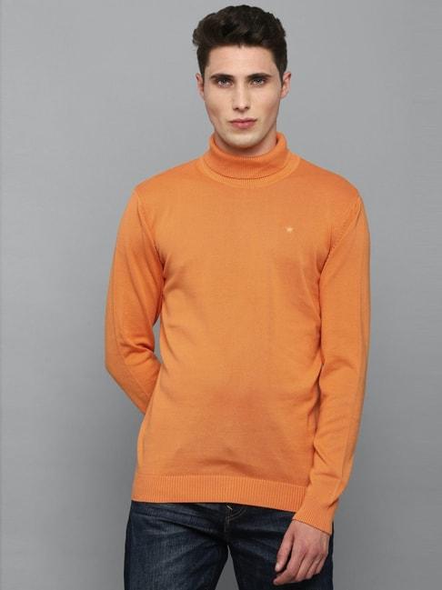 louis philippe orange cotton regular fit sweater