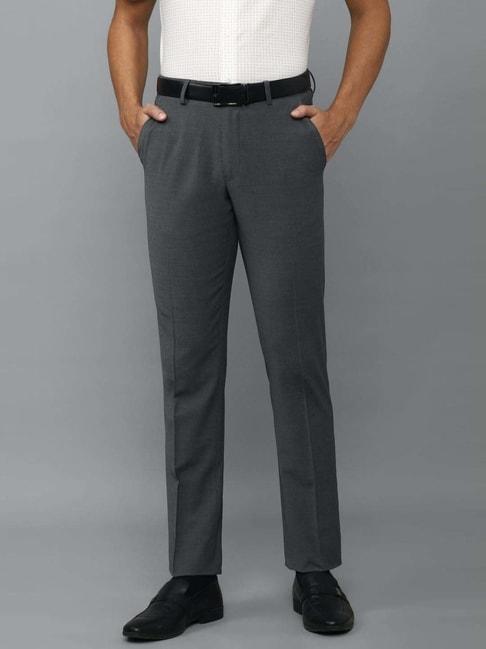 louis philippe permapress grey slim fit texture trousers