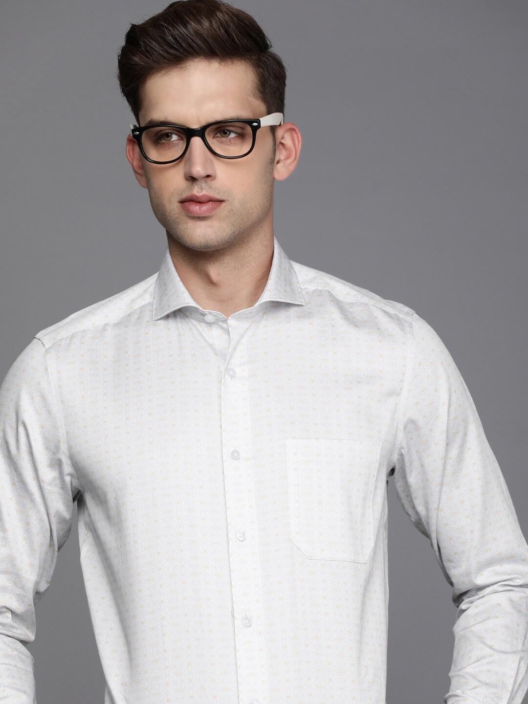louis philippe pure cotton printed classic fit formal shirt