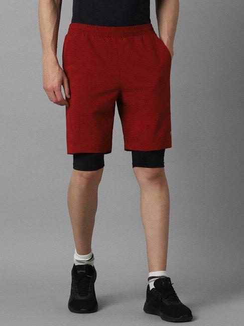louis philippe red slim fit shorts