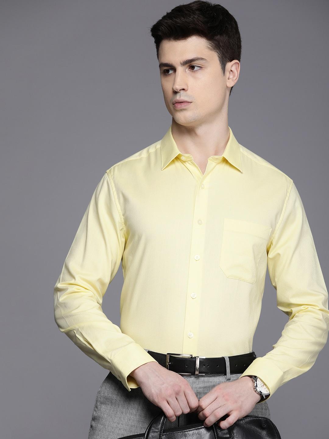 louis philippe self design slim fit pure cotton formal shirt