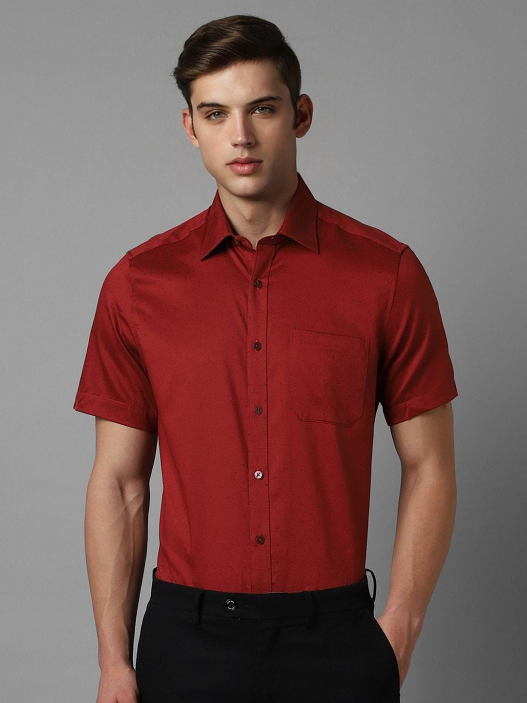 louis philippe self design spread collar pure cotton formal shirt