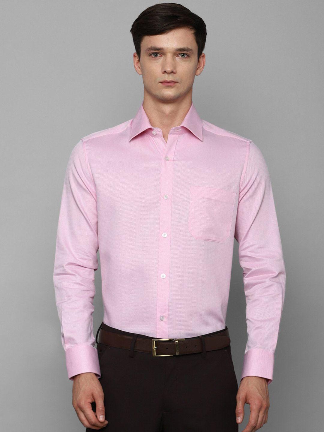 louis philippe self design spread collar pure cotton slim fit formal shirt