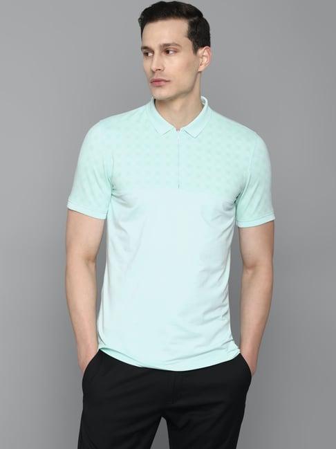 louis philippe sport blue cotton slim fit texture polo t-shirt