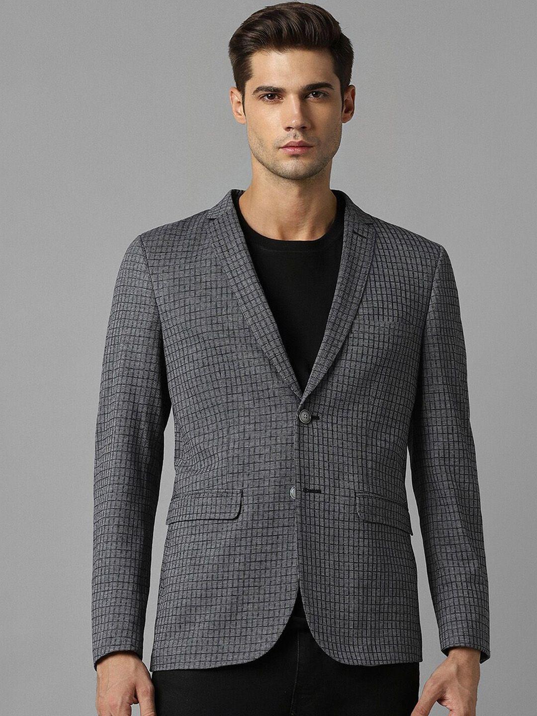 louis philippe sport checked slim-fit single-breasted casual blazer