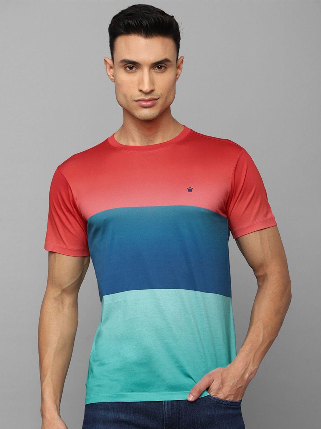 louis philippe sport colourblocked slim fit pure cotton t-shirt