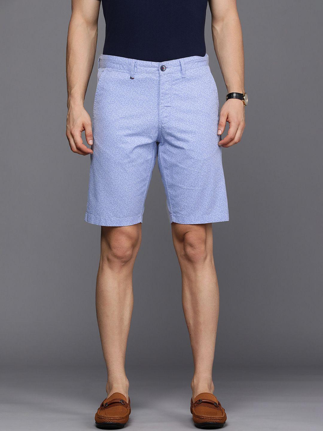 louis philippe sport men blue floral print slim fit chino shorts