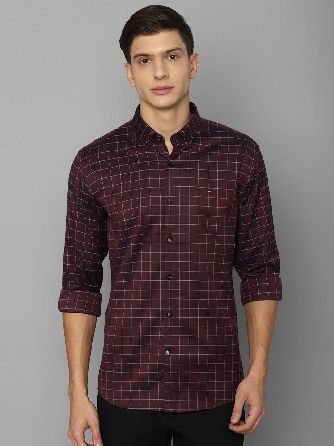 louis philippe sport men brown slim fit checked casual shirt