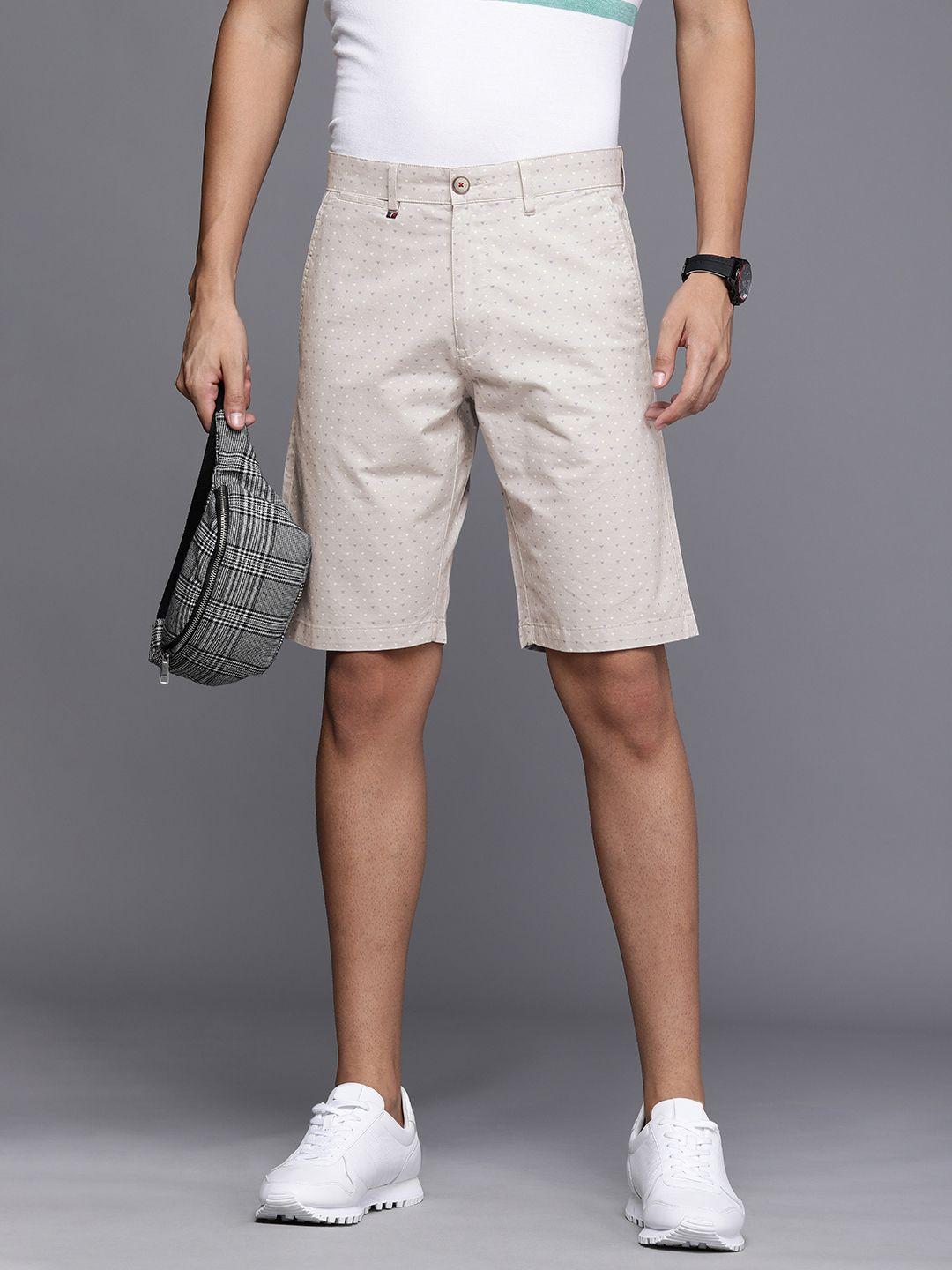 louis philippe sport men grey geometric printed slim fit regular shorts