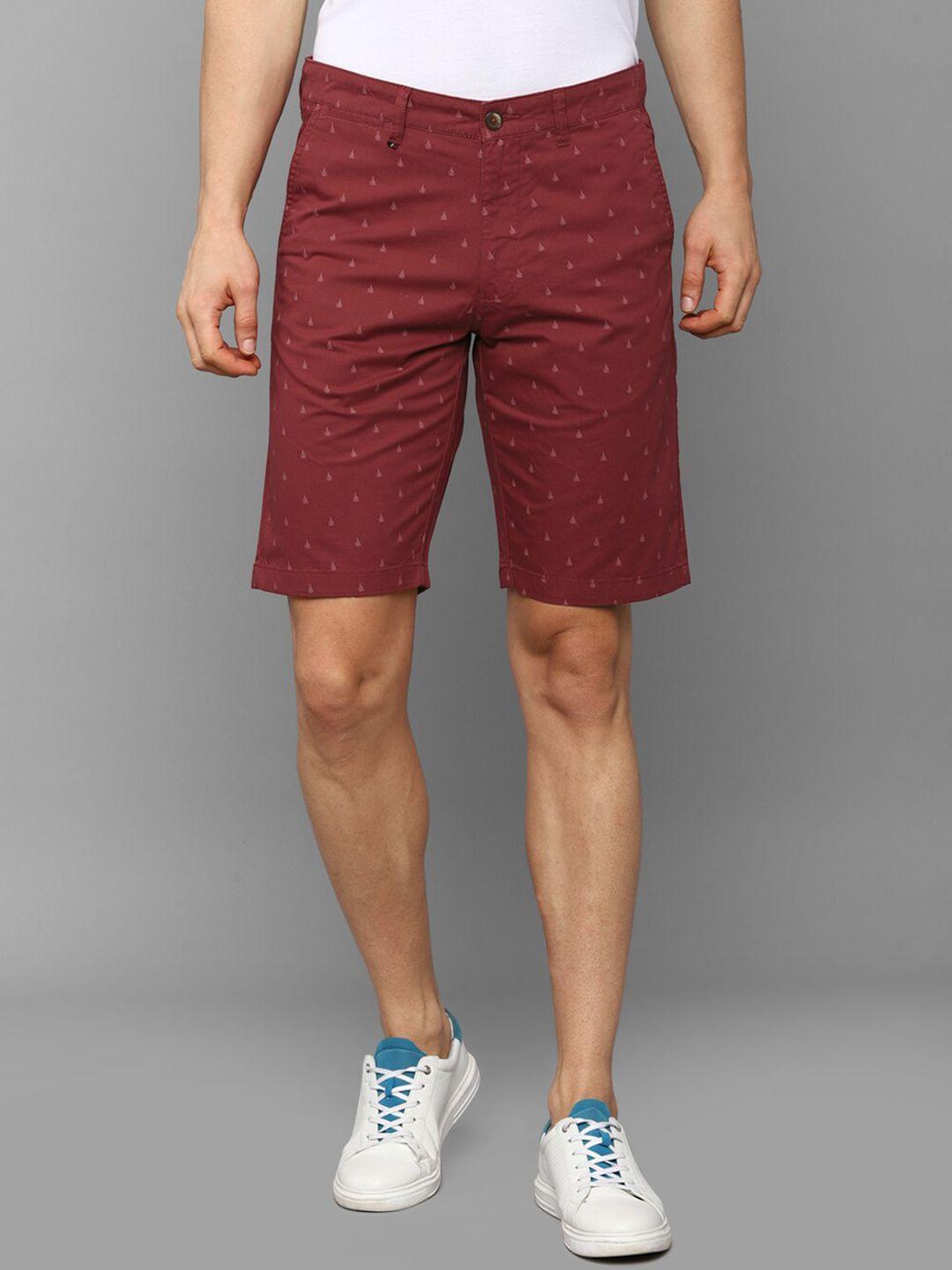 louis philippe sport men maroon printed slim fit shorts