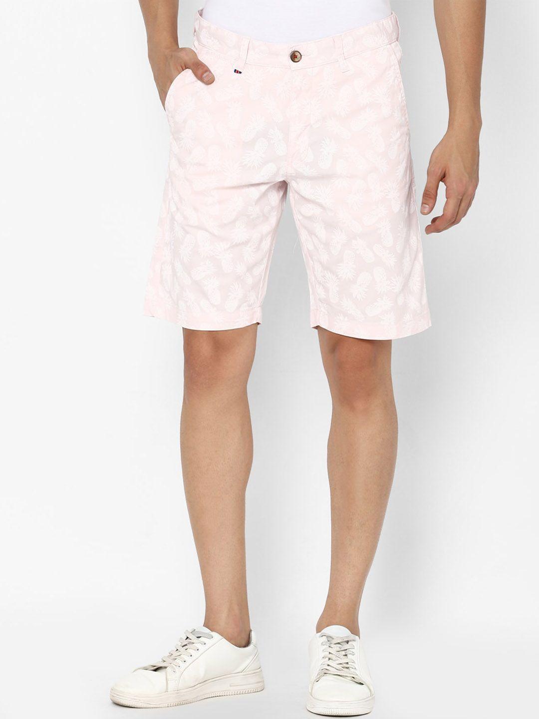 louis philippe sport men pink floral printed slim fit shorts
