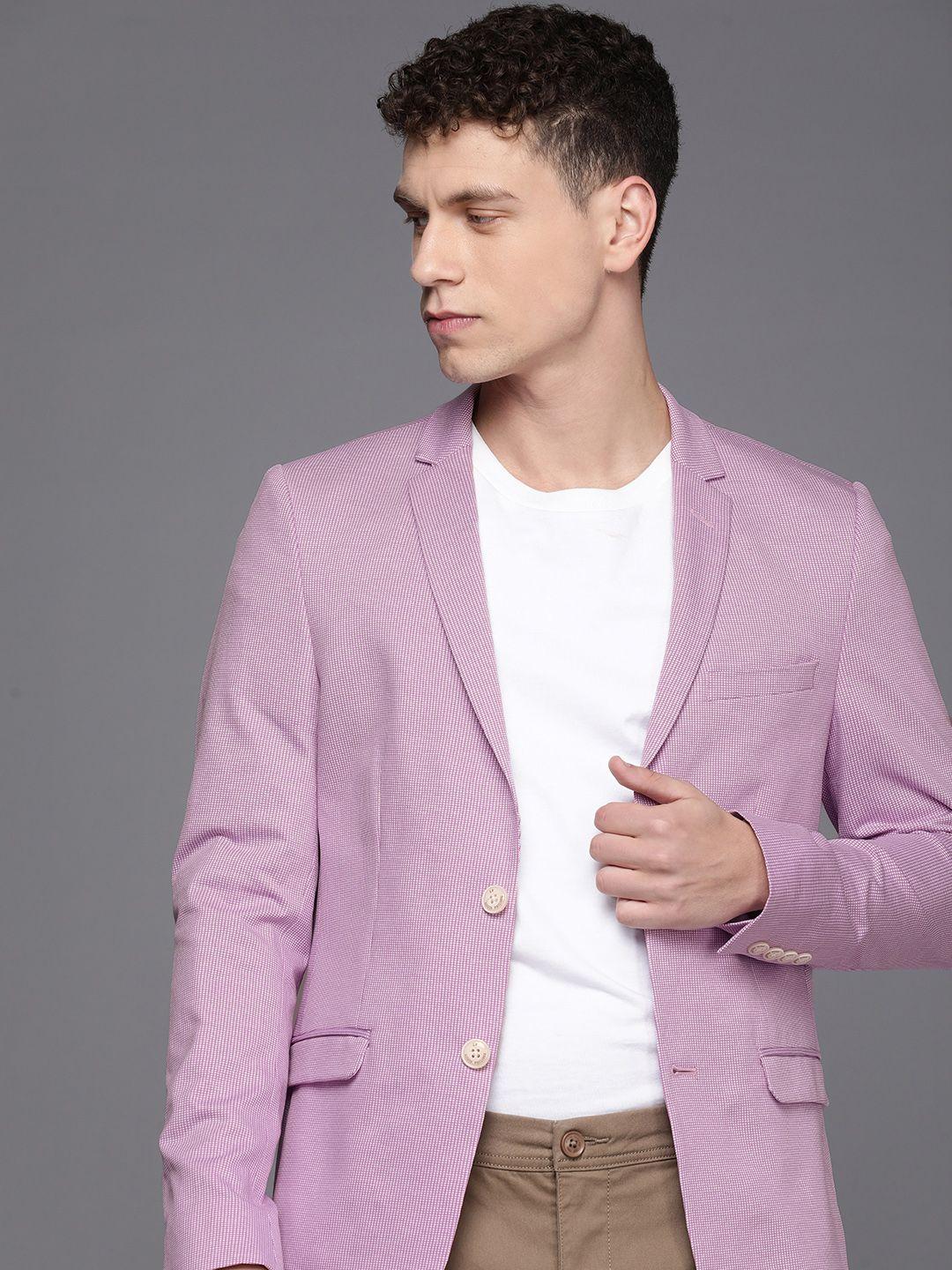 louis philippe sport men pure cotton super slim fit checked blazer