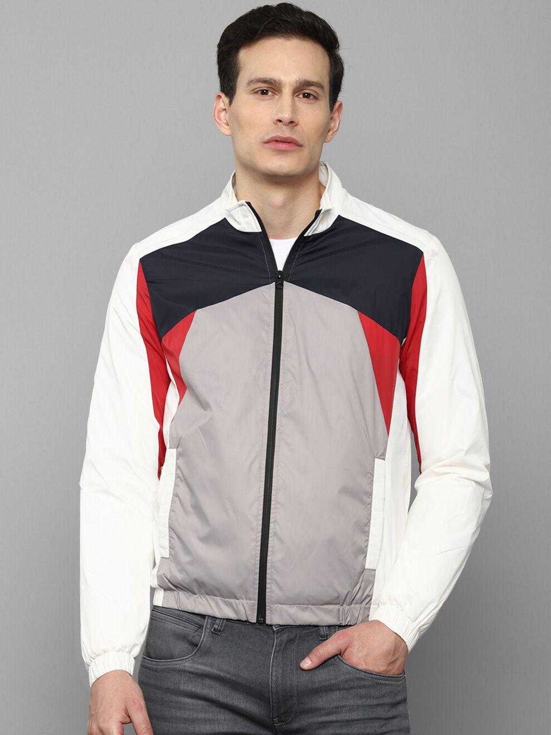 louis philippe sport men white grey colourblocked sporty jacket