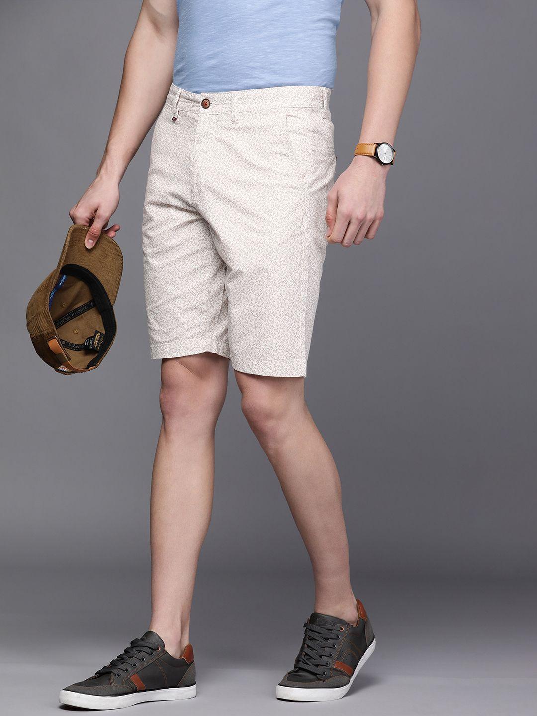 louis philippe sport men white printed slim fit chino shorts