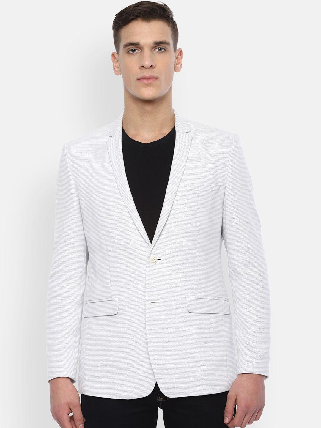 louis philippe sport men white textured slim-fit blazers