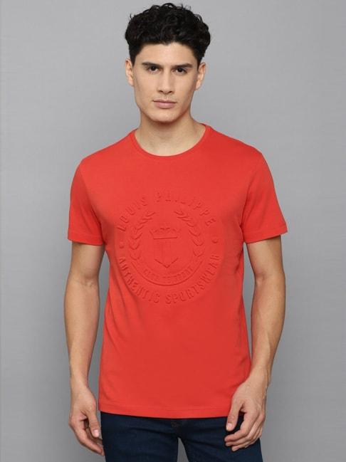 louis philippe sport red cotton slim fit texture t-shirt