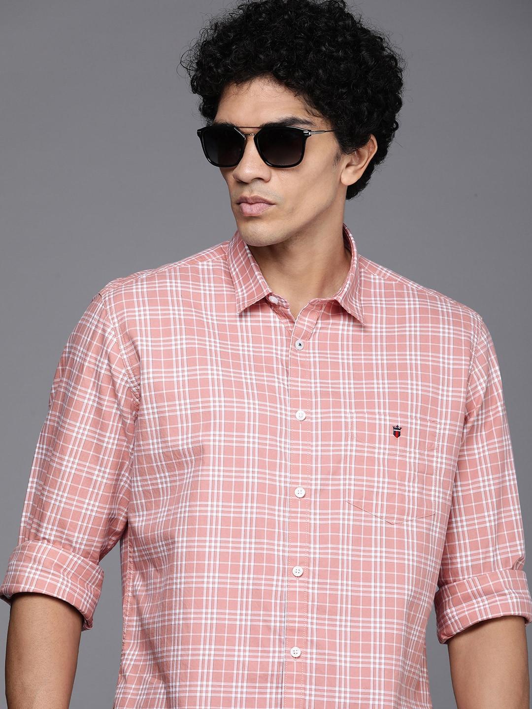 louis philippe sport slim fit checked pure cotton casual shirt