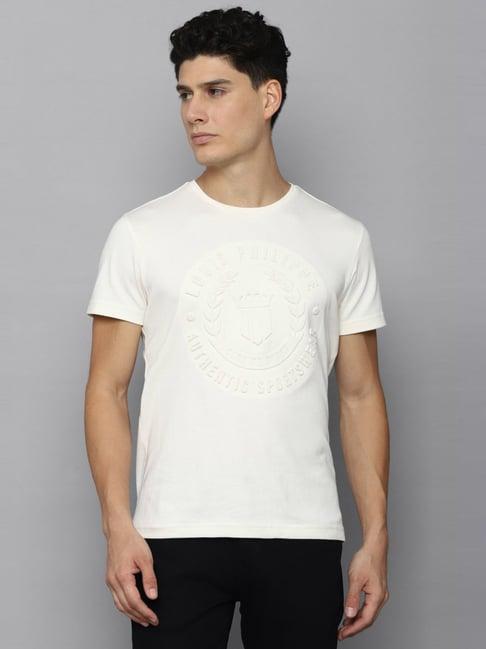 louis philippe sport white cotton slim fit texture t-shirt