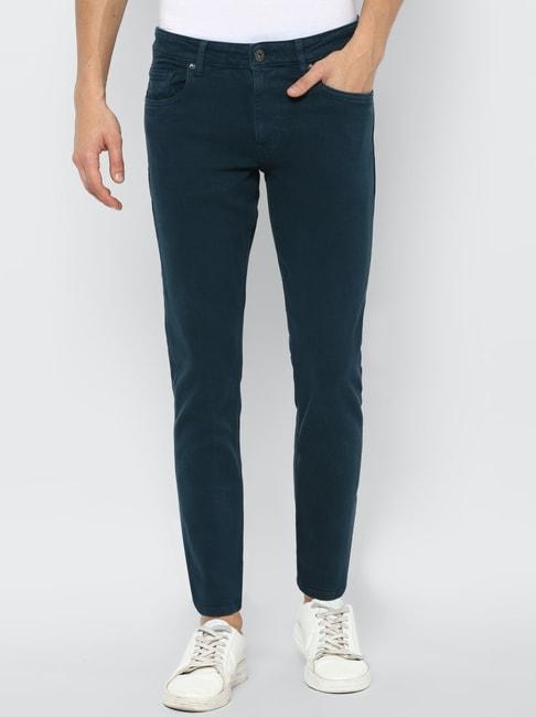 louis philippe teal blue regular fit jeans