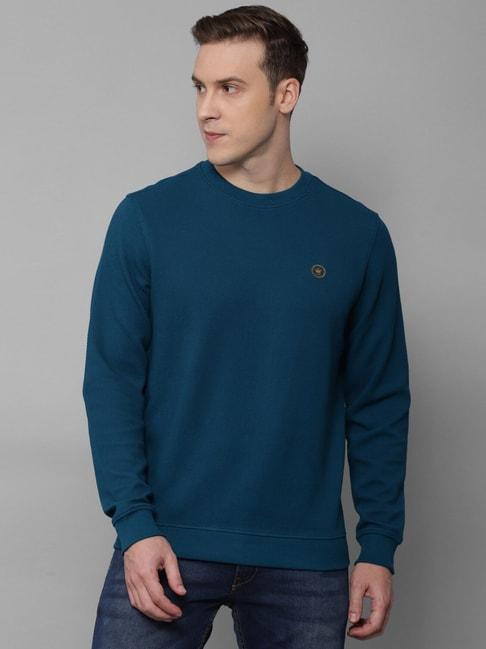 louis philippe teal cotton regular fit sweatshirt