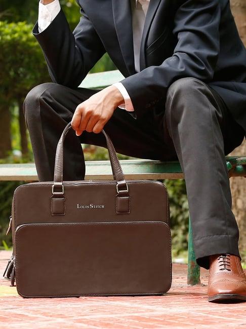 louis stitch brown leather medium multifunctional executive laptop bag