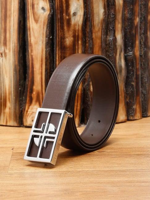 louis stitch brown textured leather formal belt for men