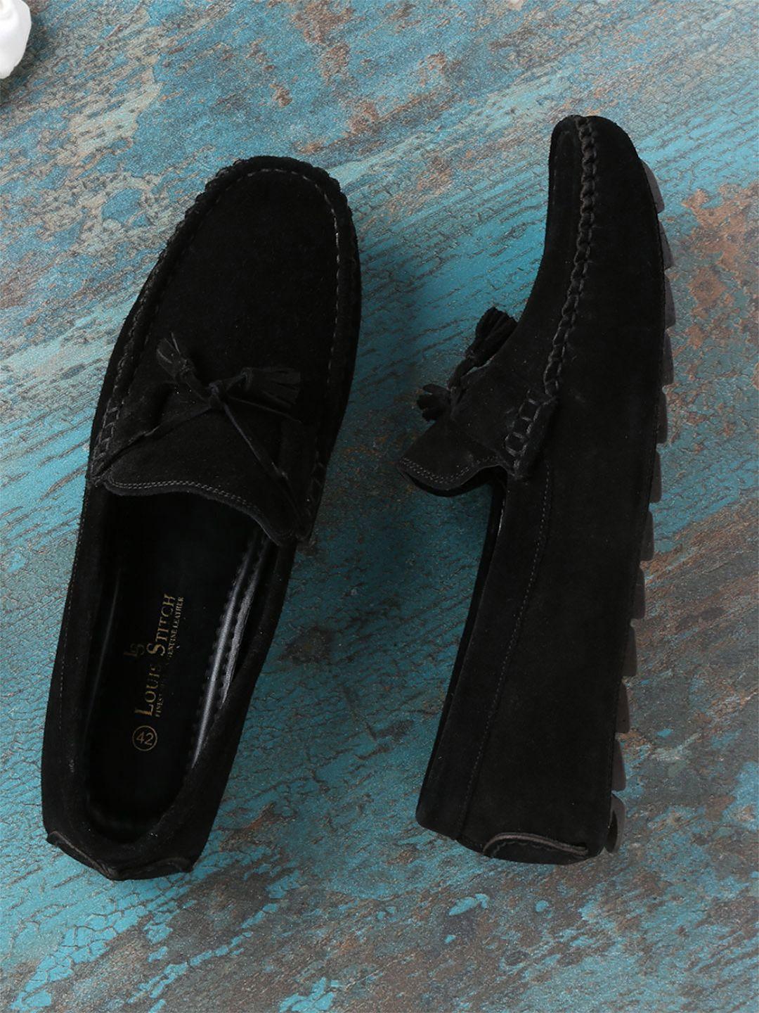 louis stitch men black suede lightweight loafers