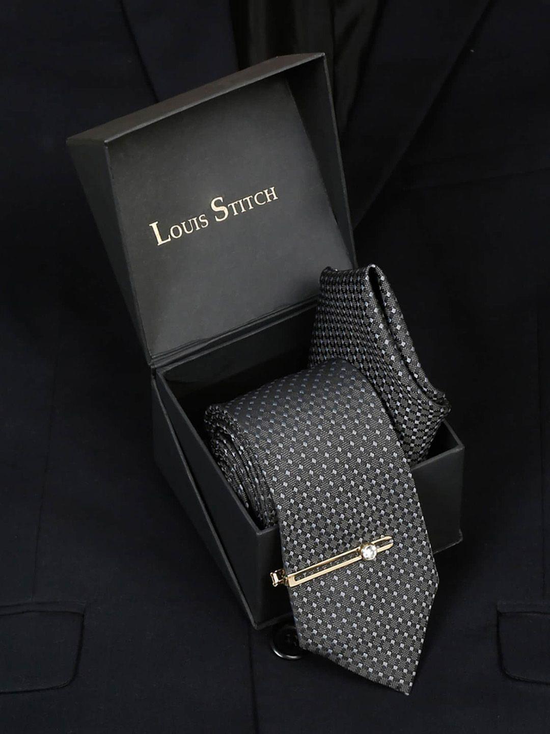 louis stitch men checked silk accessory gift set