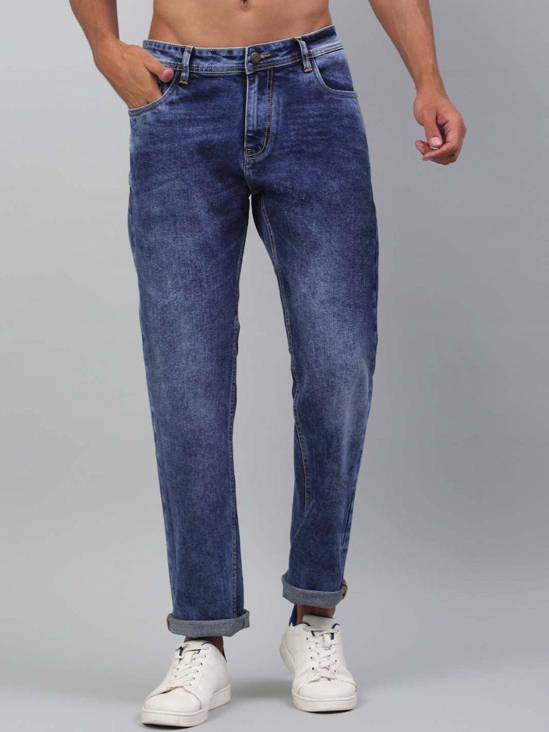 louis stitch men mid rise heavy fade cotton stretchable jeans