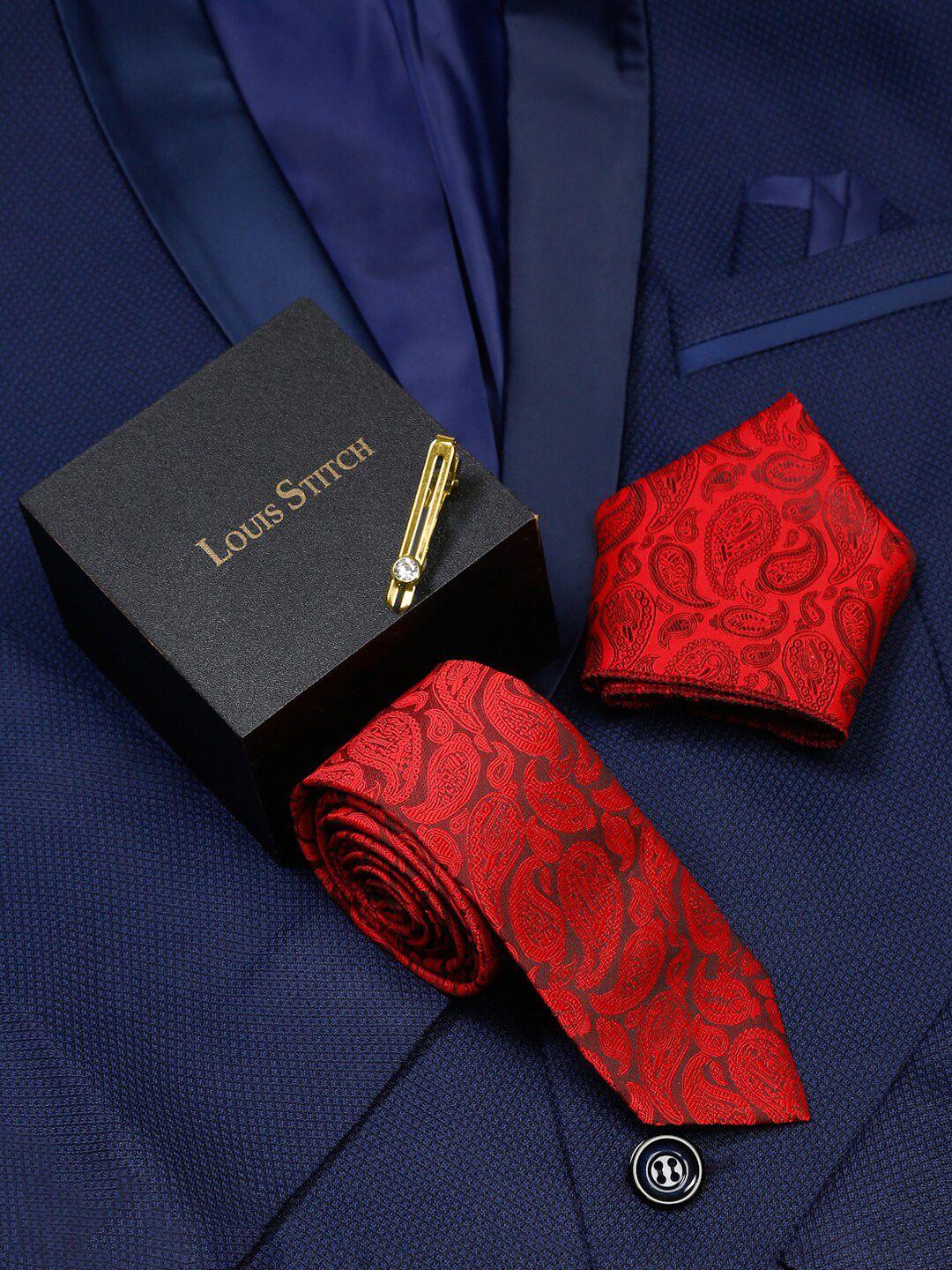 louis stitch men paisley printed italian silk necktie accessory gift set