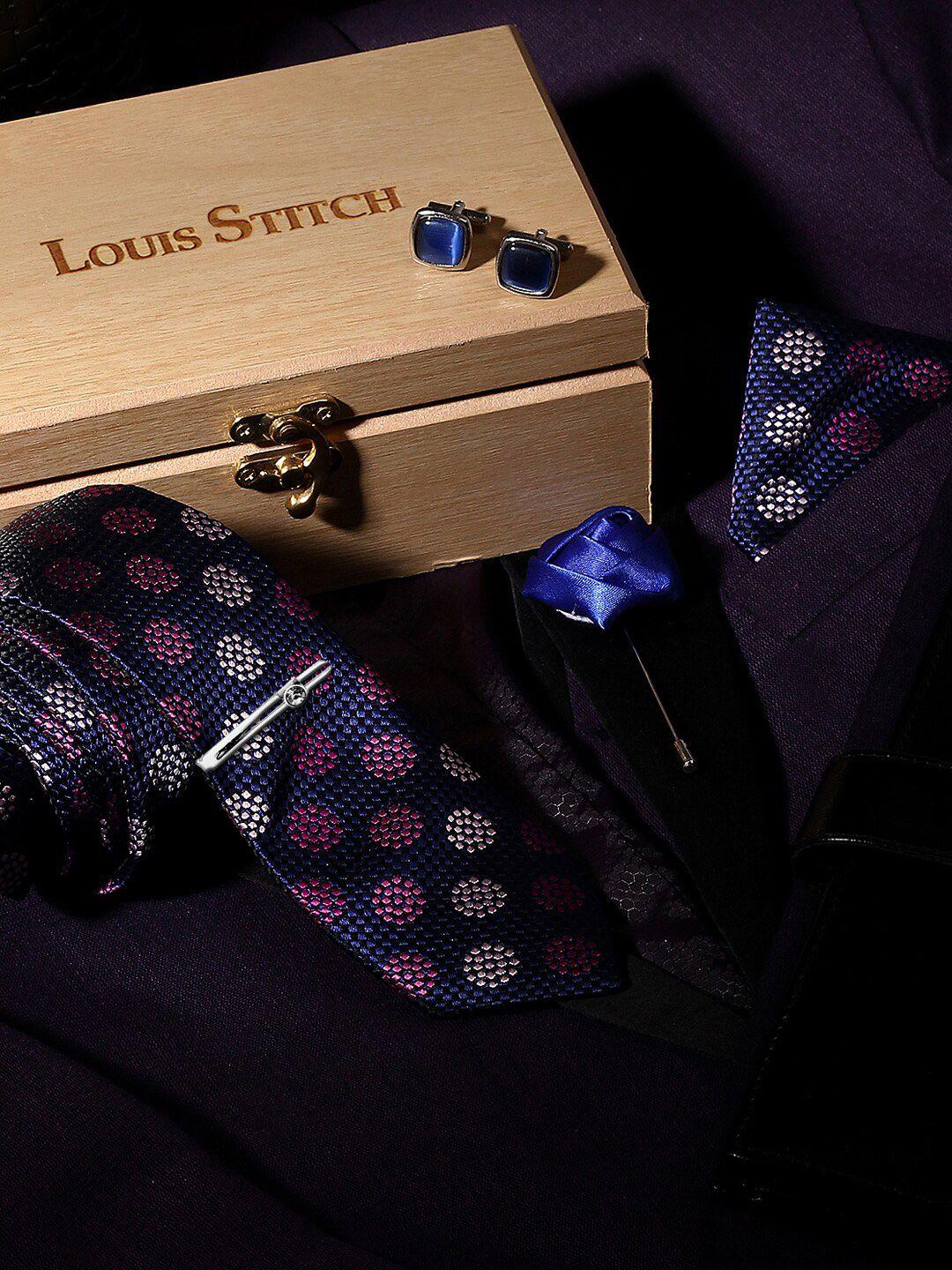 louis stitch men tie cufflinks pocket square brooch suit accessories set