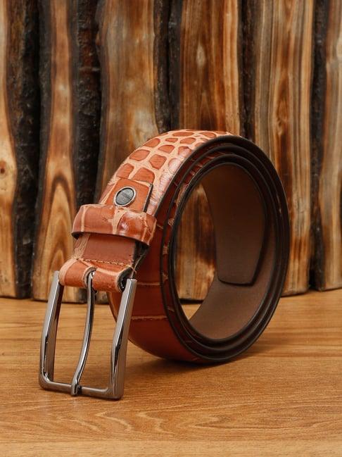louis stitch tan textured leather casual belt for men