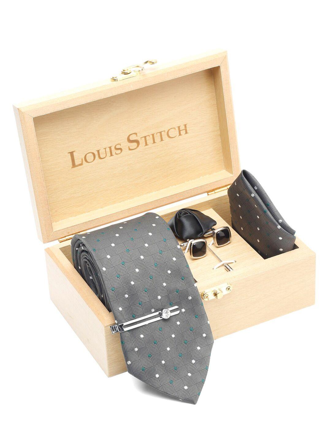 louis stitch woven design italian silk necktie accessory gift set