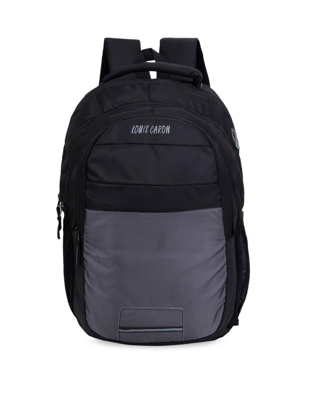 louis caron unisex black & grey colourblocked backpack