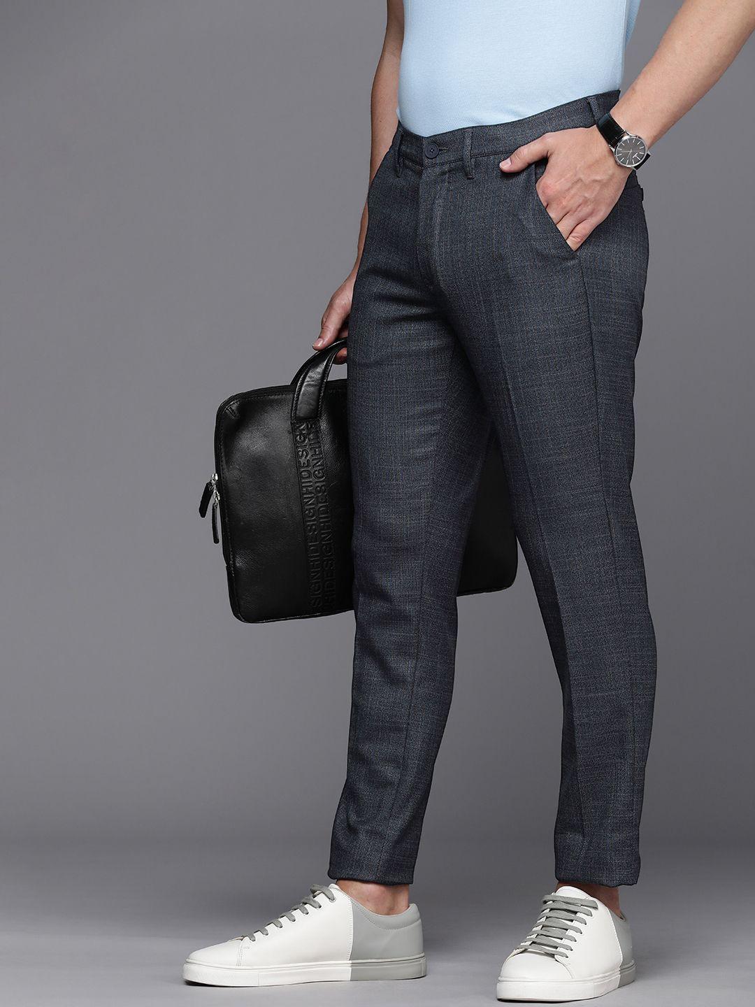 louis philippe ath work men comfort tapered fit trousers