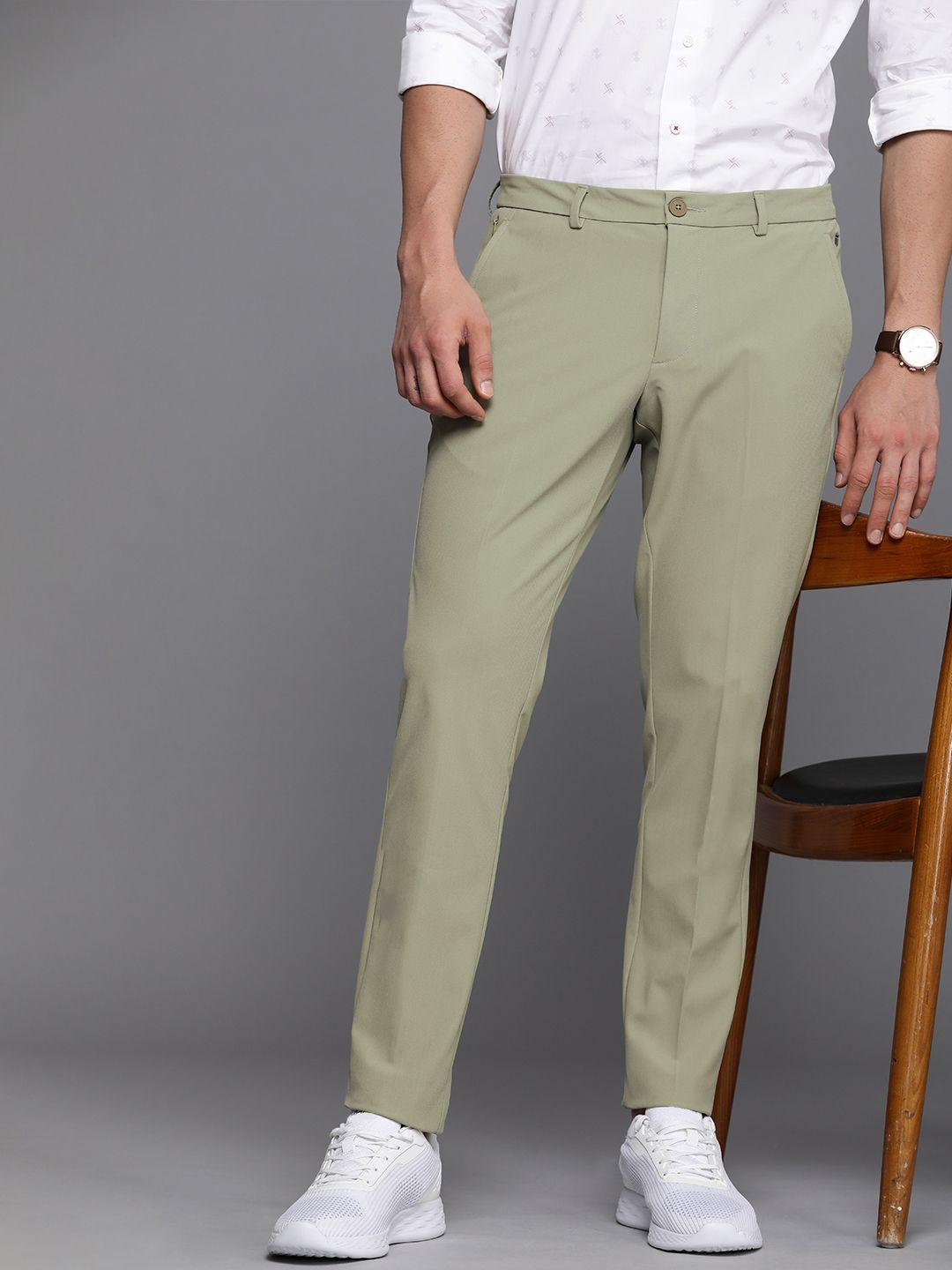 louis philippe ath work men comfy tapered fit low-rise trousers