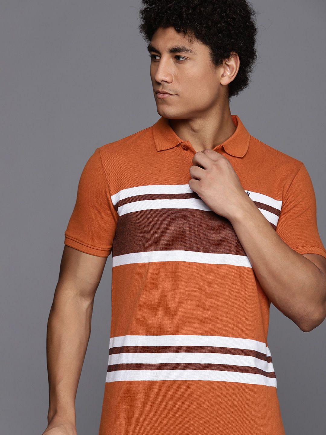 louis philippe ath work men striped polo collar t-shirt