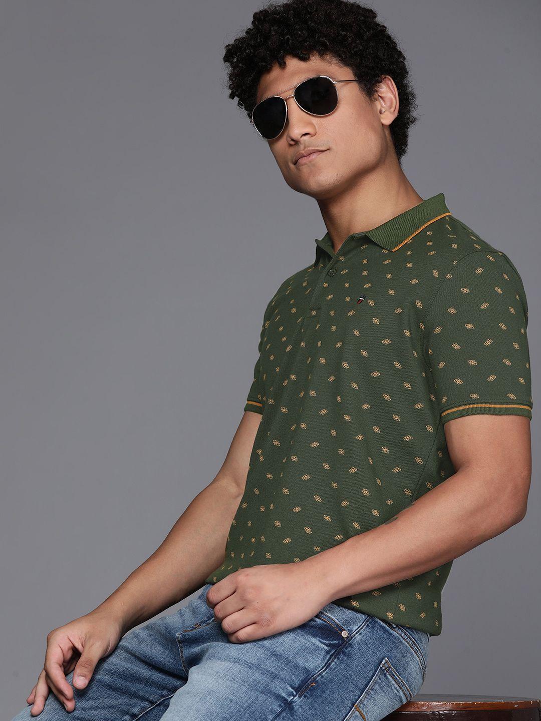 louis philippe ath work printed polo collar t-shirt