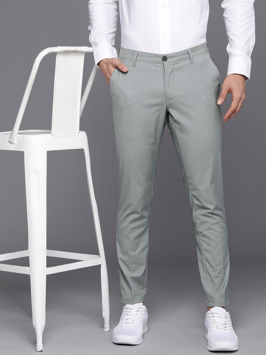 louis philippe ath.work men checked comfort tapered fit chinos semiformal trousers