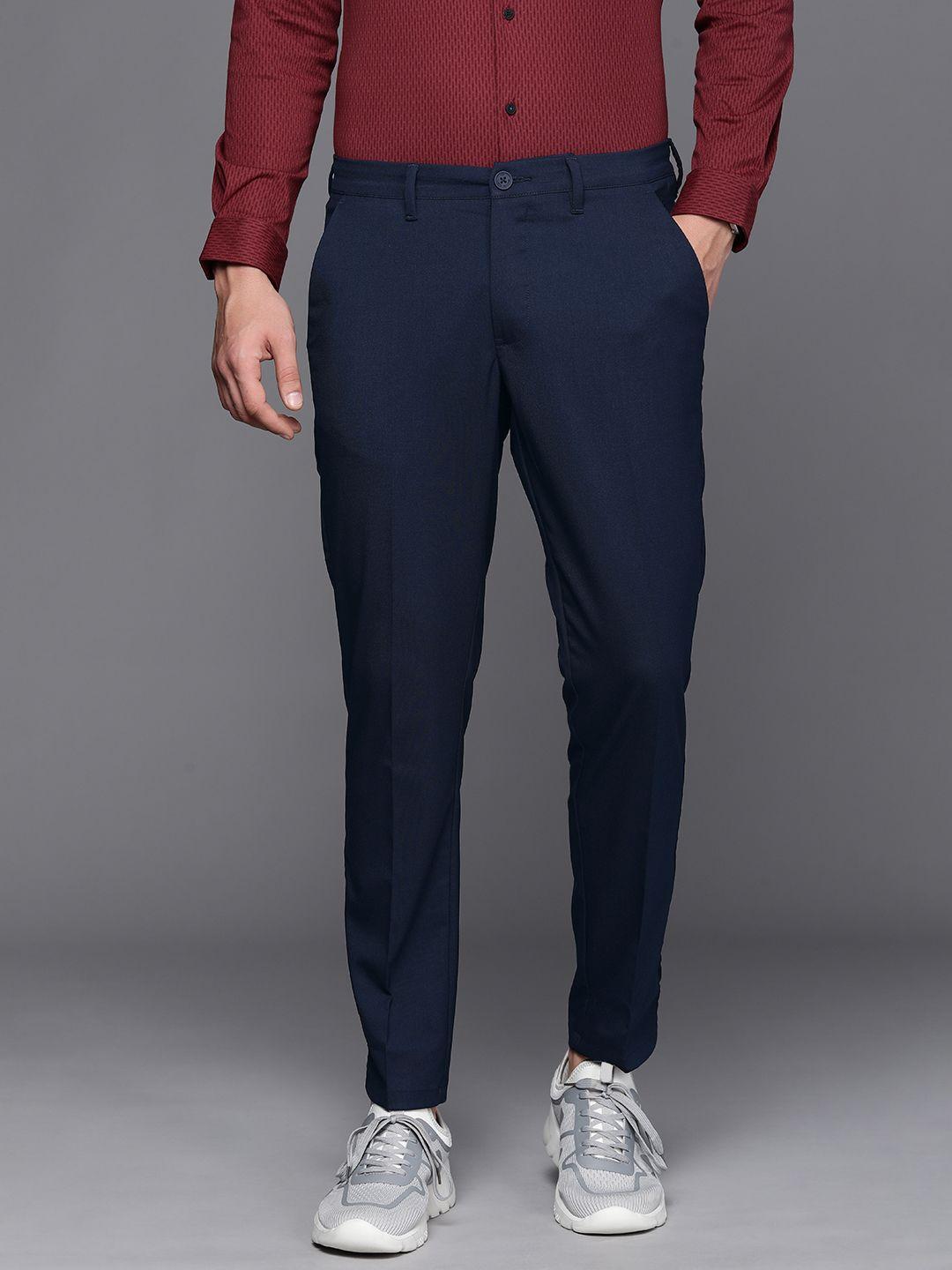 louis philippe ath.work men comfort tapered fit mid-rise chinos trousers