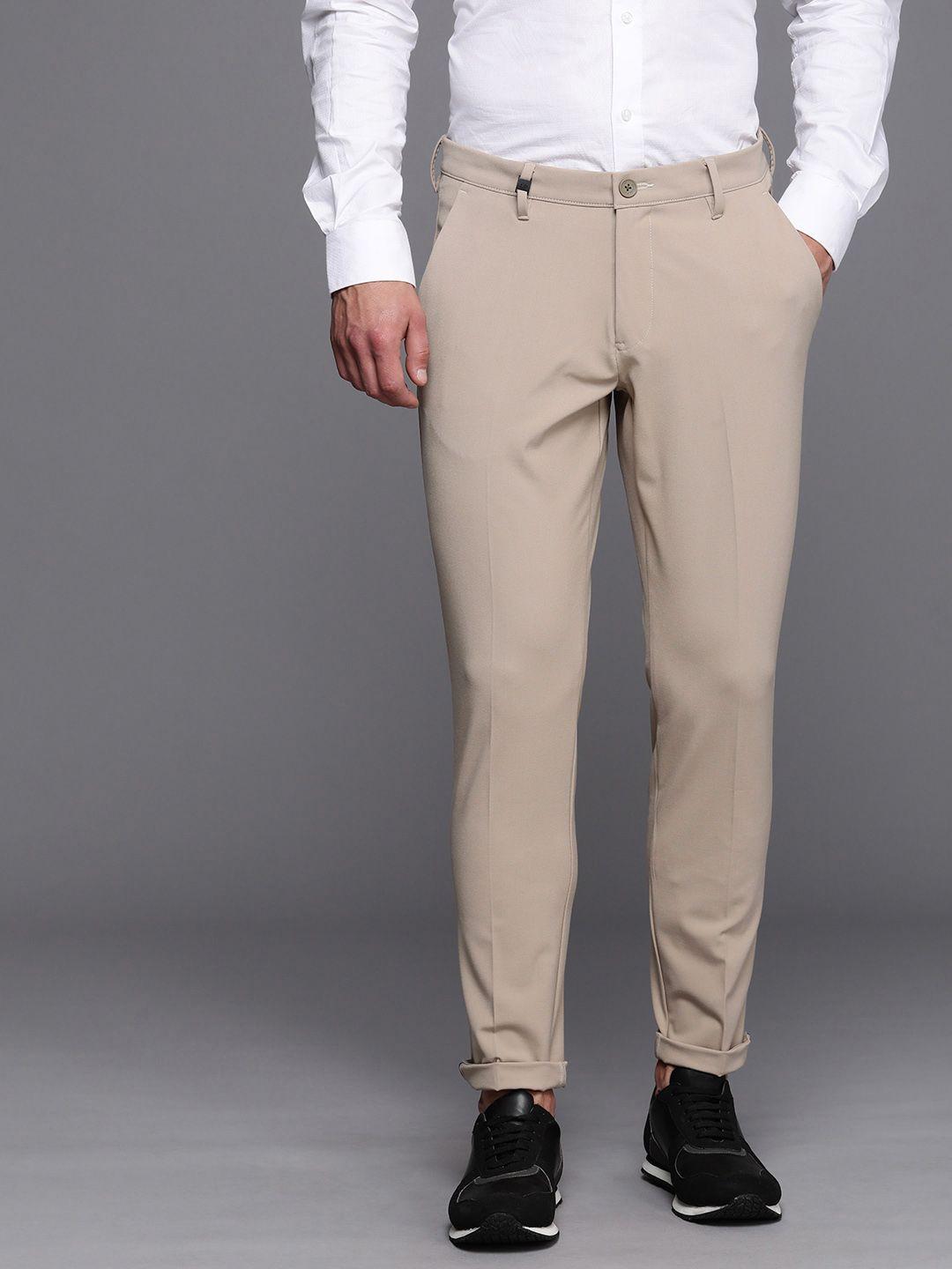 louis philippe ath.work men comfort tapered fit trousers