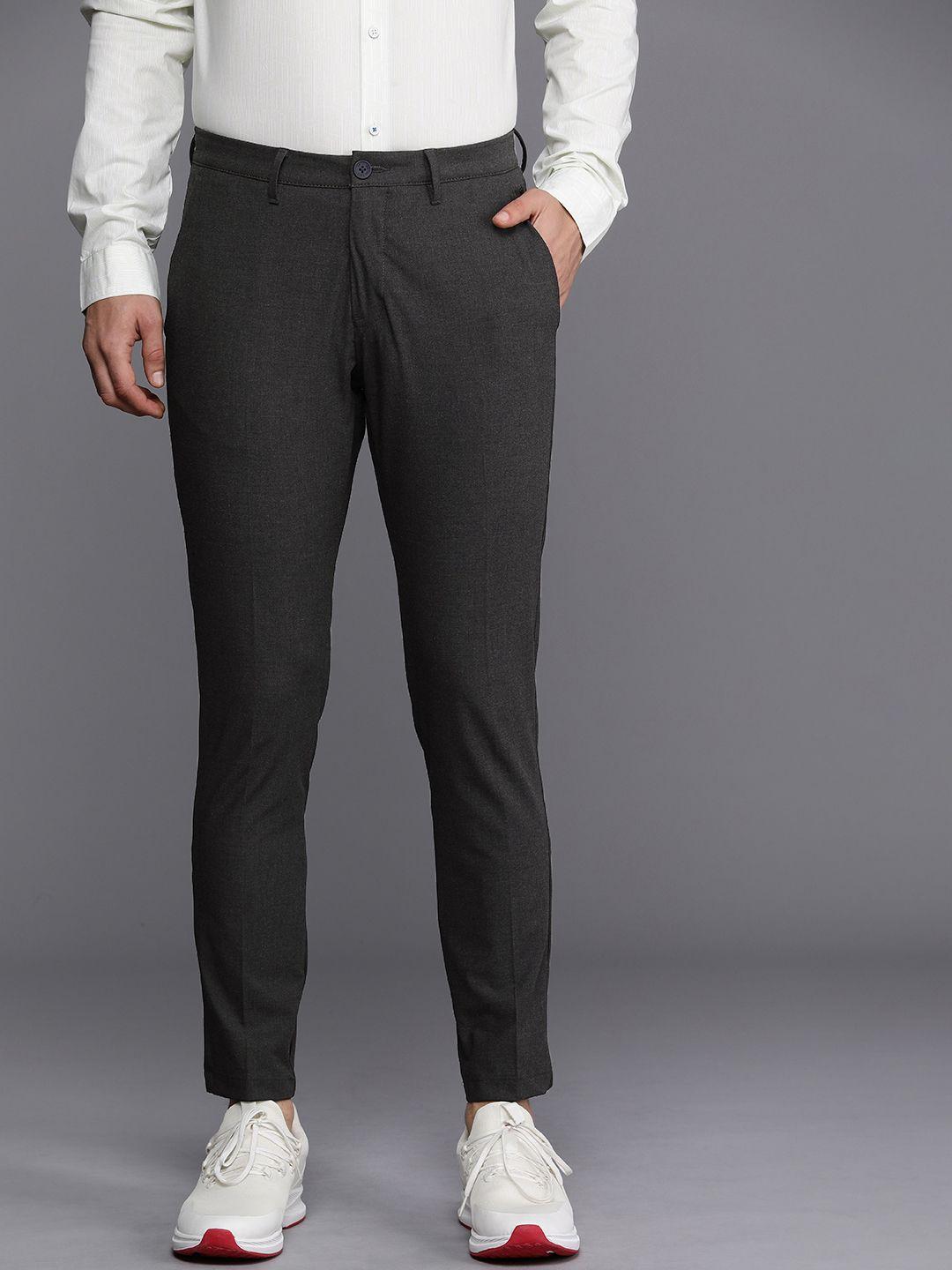 louis philippe ath.work men comfort tapered fit trousers