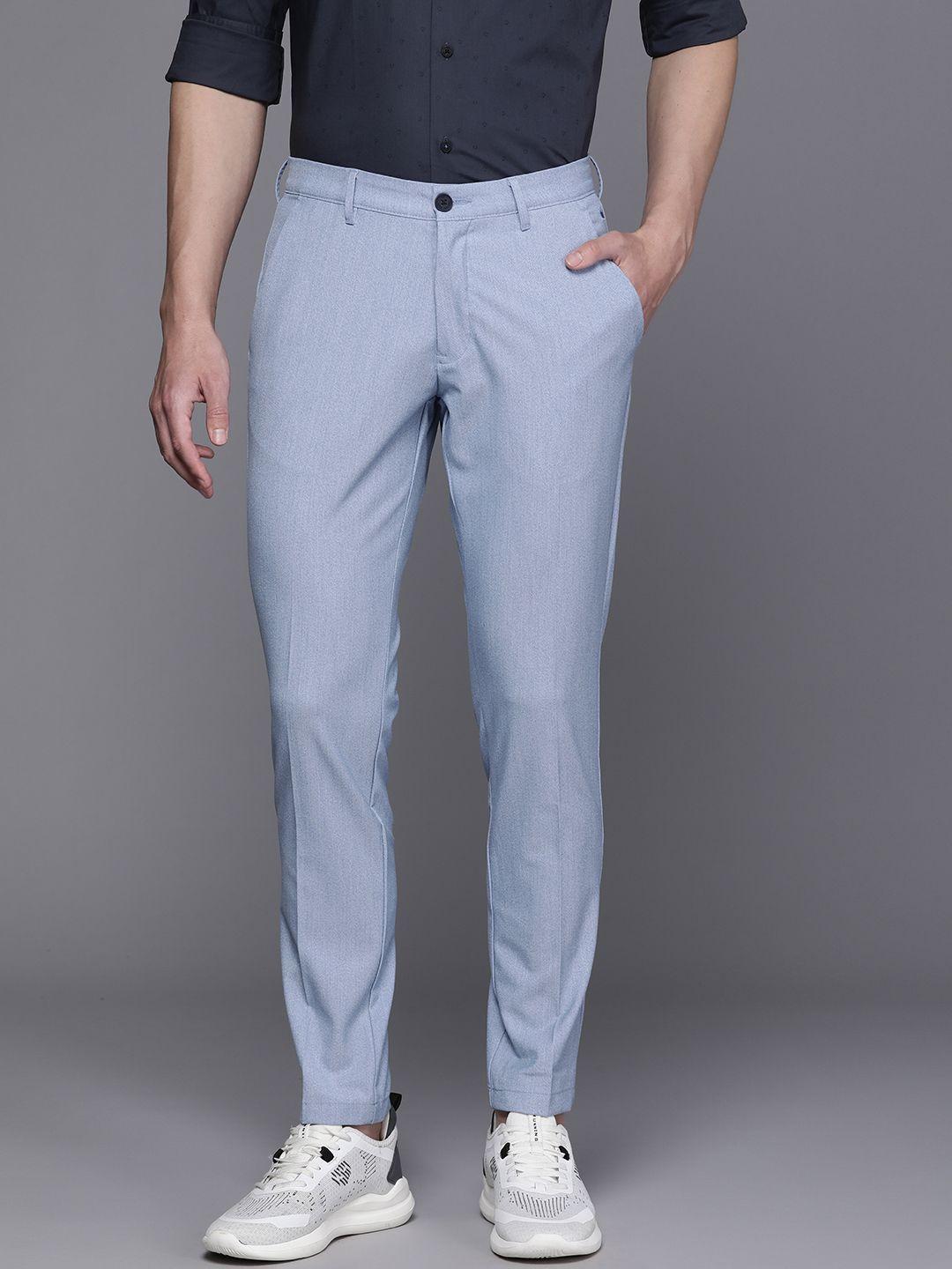 louis philippe ath.work men mid-rise comfy tapered fit smart casual trousers