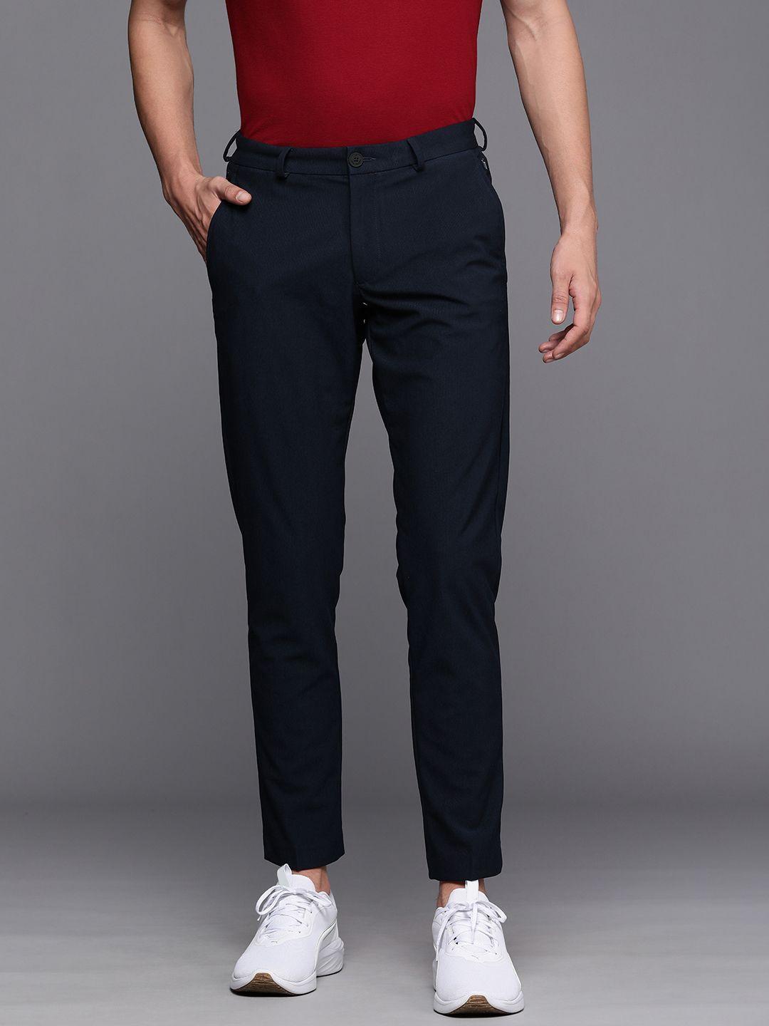 louis philippe ath.work men striped regular trousers