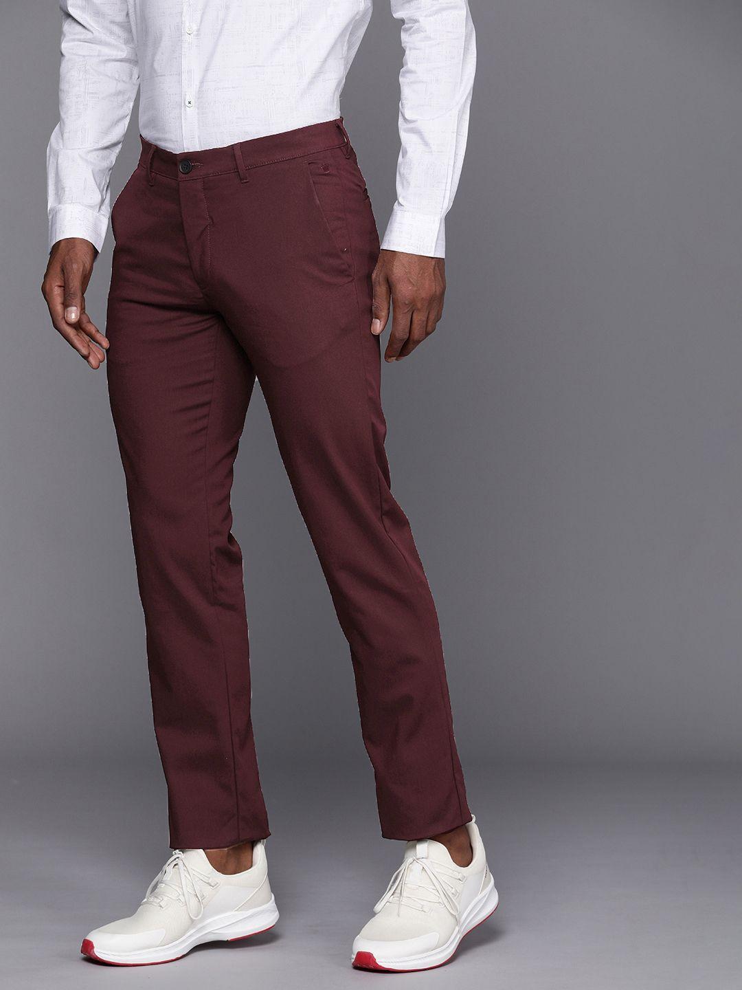 louis philippe ath.work men tapered fit low-rise chinos trousers