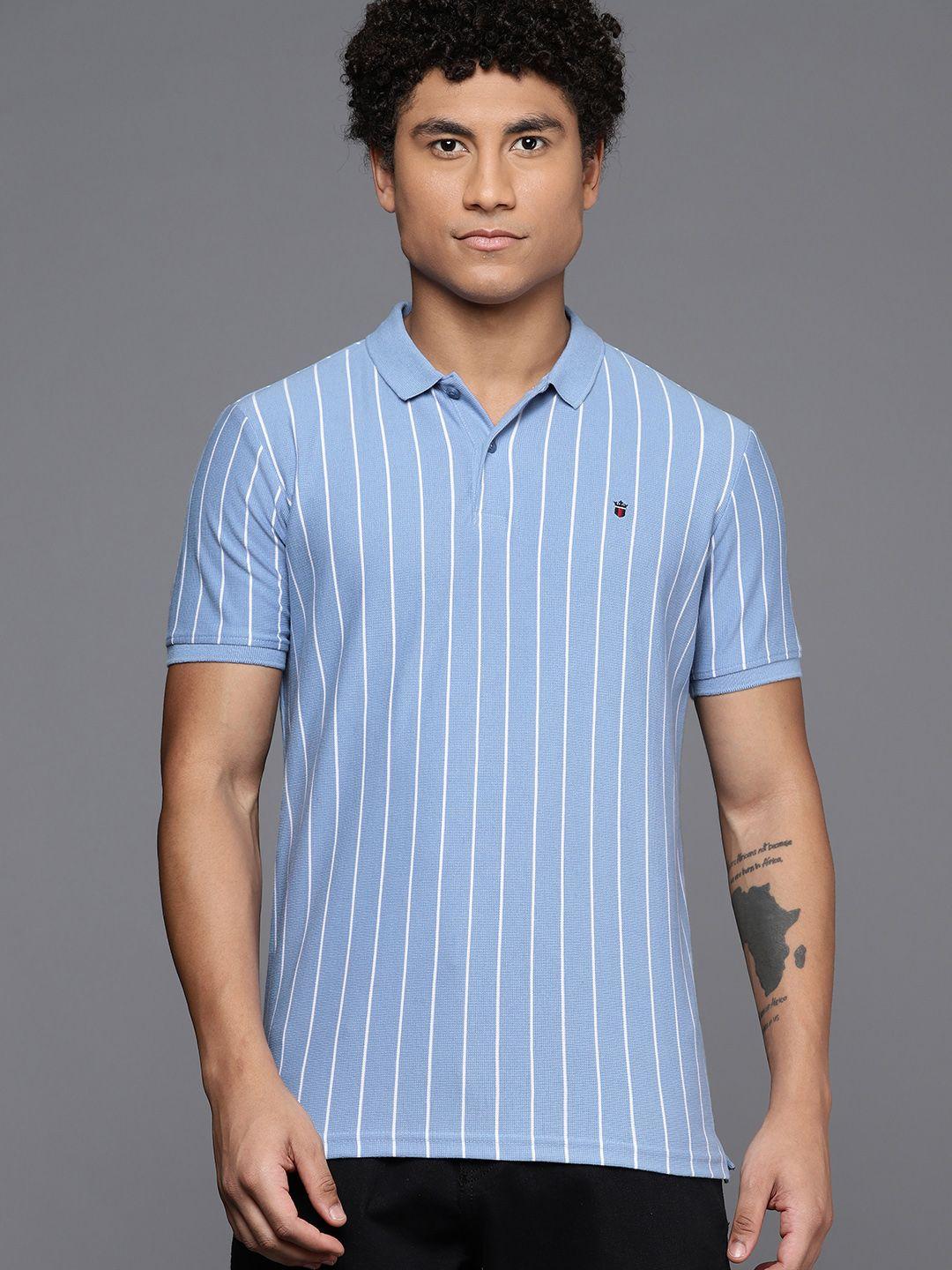 louis philippe ath.work striped polo collar t-shirt