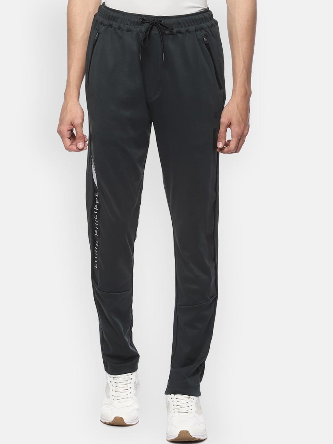 louis philippe athplay men charcoal grey solid slim-fit track pants
