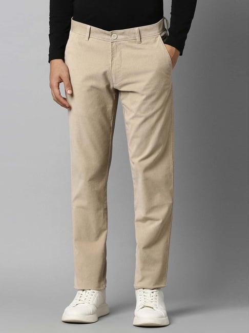 louis philippe beige slim fit texture trousers