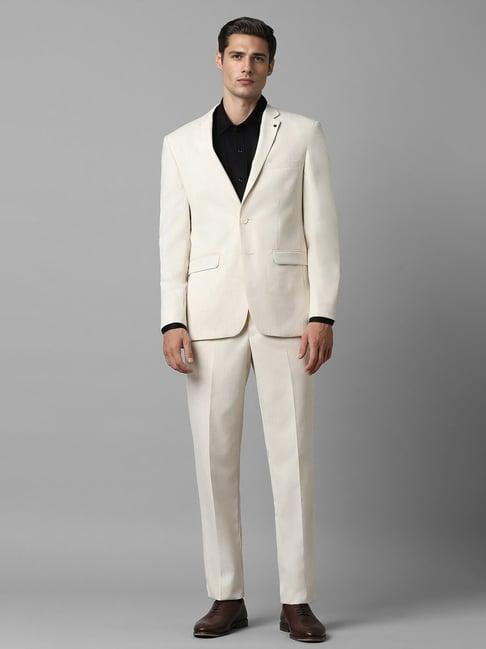 louis philippe beige slim fit texture two piece suits