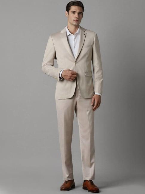 louis philippe beige slim fit two piece suit